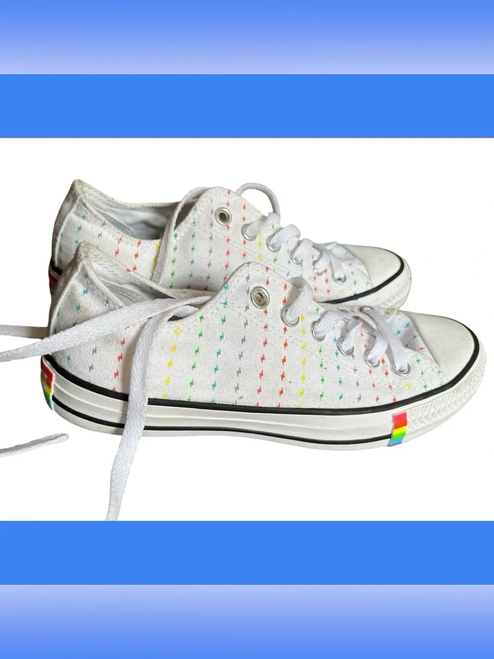US 7 Converse Chuck Taylor All Star Rainbow Bolt Pride Sneakers